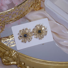 Load image into Gallery viewer, Crystal Flower Gold Plated Ear Studs Earrings
