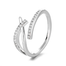 Load image into Gallery viewer, Diamante Cross Line Adjustable Ring
