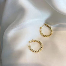 Load image into Gallery viewer, Gold Plated Bead Hoop Huggie Earrings