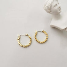 Load image into Gallery viewer, Gold Plated Bead Hoop Huggie Earrings