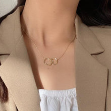 Load image into Gallery viewer, Gold Plated Snake Chain Double Circular Necklace