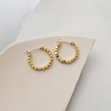 Load image into Gallery viewer, Gold Plated Bead Hoop Huggie Earrings