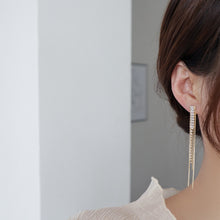 Load image into Gallery viewer, Gold Plated Zircon Diamante Long Tassel Earrings Party Wear