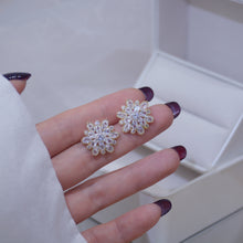 Load image into Gallery viewer, Fashion Diamante Gold Plated Flower Ear Studs