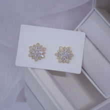 Load image into Gallery viewer, Fashion Diamante Gold Plated Flower Ear Studs