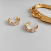 Load image into Gallery viewer, INS Popular C Shape Huggie Ear Studs with Mini Zircons