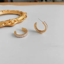 Load image into Gallery viewer, INS Popular C Shape Huggie Ear Studs with Mini Zircons