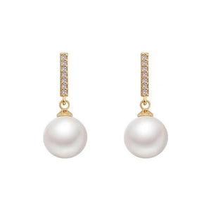 Gold Plated Luxury Diamante Pearl Drop Earrings