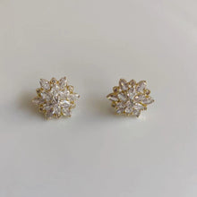 Load image into Gallery viewer, Fashion Diamante Gold Plated Flower Ear Studs