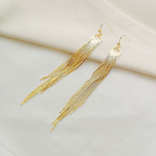 Load image into Gallery viewer, Party Wear Gold Plated Long Tassel Chic Earrings
