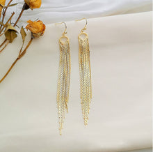 Load image into Gallery viewer, Party Wear Gold Plated Long Tassel Chic Earrings