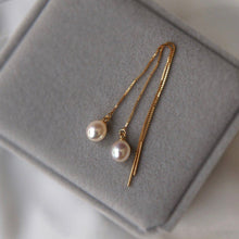 Load image into Gallery viewer, Luxury Pearl Gold Plated Silver Threader Earrings