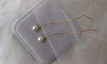 Load image into Gallery viewer, Luxury Pearl Gold Plated Silver Threader Earrings
