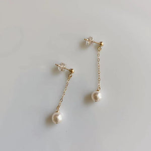Classic Luxury Gold Plated Pearl Drop Earrings Bridal Pearl Earrings