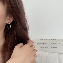 Load image into Gallery viewer, C Shape Hoop Pierced Earrings Golden & Silver Colour