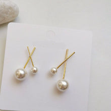 Load image into Gallery viewer, X Shape Pearl Stud Earrings