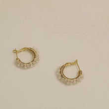 Load image into Gallery viewer, Crystal Decorated 14K Gold Plated Chain Huggies