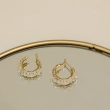 Load image into Gallery viewer, Crystal Decorated 14K Gold Plated Chain Huggies