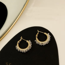 Load image into Gallery viewer, Crystal Decorated 14K Gold Plated Chain Huggies