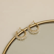 Load image into Gallery viewer, Crystal Decorated 14K Gold Plated Chain Huggies