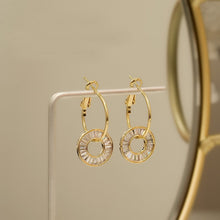 Load image into Gallery viewer, Fashion Unique Design Huggie Earrings with Zircon Circle