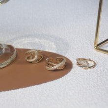 Load image into Gallery viewer, Fashion Design Gold Plated Zircon Geometric Rings Size Adjustable