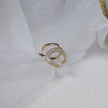 Load image into Gallery viewer, Fashion Design Gold Plated Zircon Geometric Rings Size Adjustable