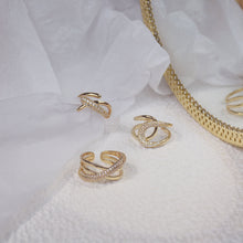 Load image into Gallery viewer, Fashion Design Gold Plated Zircon Geometric Rings Size Adjustable