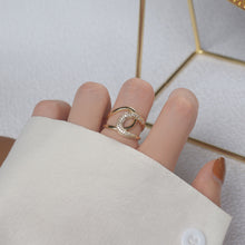 Load image into Gallery viewer, Fashion Design Gold Plated Zircon Geometric Rings Size Adjustable