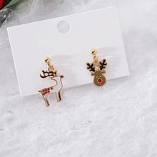 Load image into Gallery viewer, Silver Christmas Elements Drop Earrings - Snow Santa Reindeer Gift Christmas Tree