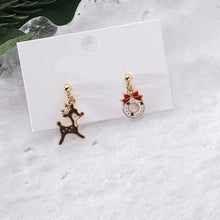 Load image into Gallery viewer, Silver Christmas Elements Drop Earrings - Snow Santa Reindeer Gift Christmas Tree