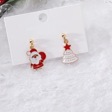 Load image into Gallery viewer, Silver Christmas Elements Drop Earrings - Snow Santa Reindeer Gift Christmas Tree