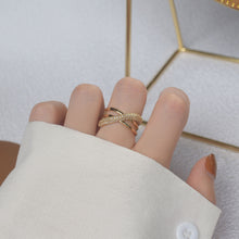 Load image into Gallery viewer, Fashion Design Gold Plated Zircon Geometric Rings Size Adjustable
