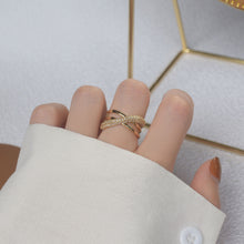 Load image into Gallery viewer, Fashion Design Gold Plated Zircon Geometric Rings Size Adjustable