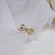 Load image into Gallery viewer, Fashion Design Gold Plated Zircon Geometric Rings Size Adjustable