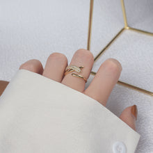 Load image into Gallery viewer, Fashion Design Gold Plated Zircon Geometric Rings Size Adjustable