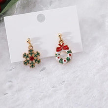 Load image into Gallery viewer, Silver Christmas Elements Drop Earrings - Snow Santa Reindeer Gift Christmas Tree