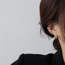 Load image into Gallery viewer, Double Layer C Shape Gold Plated Zircon Ear Cuff Studs