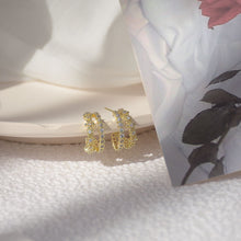 Load image into Gallery viewer, Double Layer C Shape Gold Plated Zircon Ear Cuff Studs