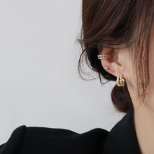Load image into Gallery viewer, Double Layer C Shape Gold Plated Zircon Ear Cuff Studs