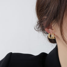 Load image into Gallery viewer, Double Layer C Shape Gold Plated Zircon Ear Cuff Studs