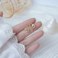 Load image into Gallery viewer, Heart Shape Gold Plated Zircon Ear Studs Earrings