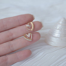 Load image into Gallery viewer, Heart Shape Gold Plated Zircon Ear Studs Earrings