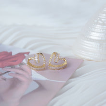 Load image into Gallery viewer, Heart Shape Gold Plated Zircon Ear Studs Earrings