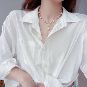 Luxury Fashion Design Fresh Pearl Handmade Gold Plated Necklace