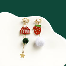 Load image into Gallery viewer, Assymetric Christmas Santa Snowman Penguin Snow Drop Earrings