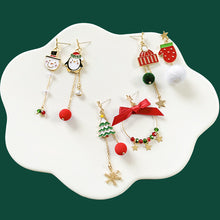 Load image into Gallery viewer, Assymetric Christmas Santa Snowman Penguin Snow Drop Earrings