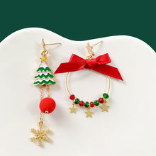 Load image into Gallery viewer, Assymetric Christmas Santa Snowman Penguin Snow Drop Earrings