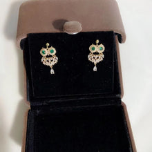 Load image into Gallery viewer, Fashion Owl 14K Gold Plated Zircon Drop Earrings
