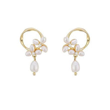 Load image into Gallery viewer, Gold Plated Pearls Drop Earrings